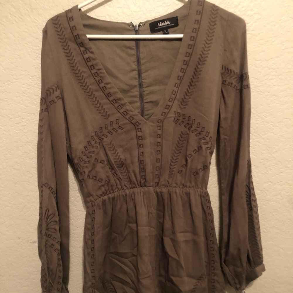 Cute dark green long sleeve romper from Lulus!